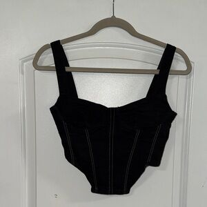 Zara black denim crop top